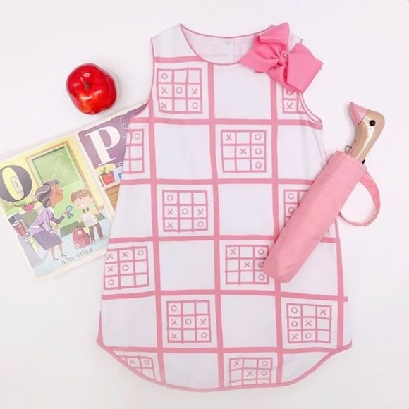 The Beaufort Bonnet Company Other - The Beaufort Bonnet Company XOXO Valentines Pink Tic-Tac-Toe Apron Dress